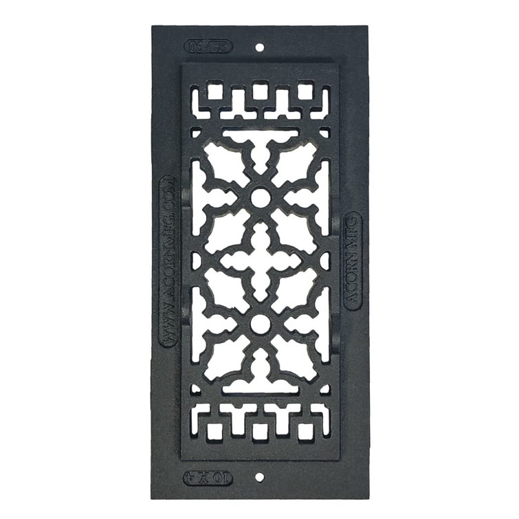 Black Cast Iron Rectangular Decorative Register with Louvers