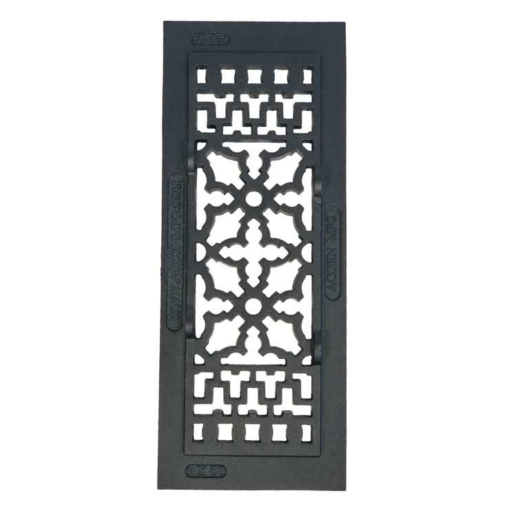 Black Cast Iron Rectangular Air Register with Louvers