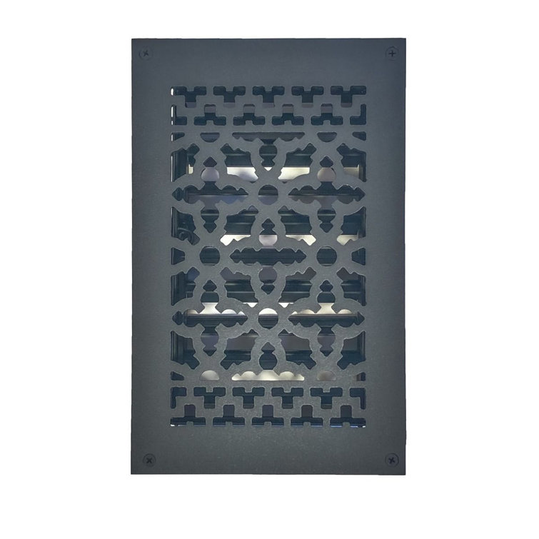 Black Cast Iron Decorative Rectangular Air Register with Louvers