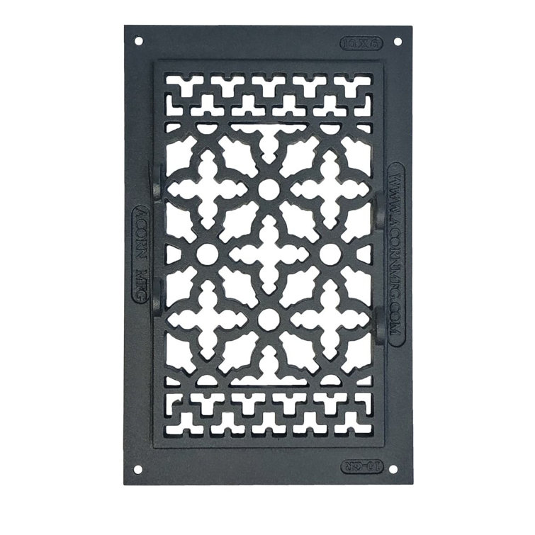 Black Cast Iron Decorative Rectangular Air Register with Louvers