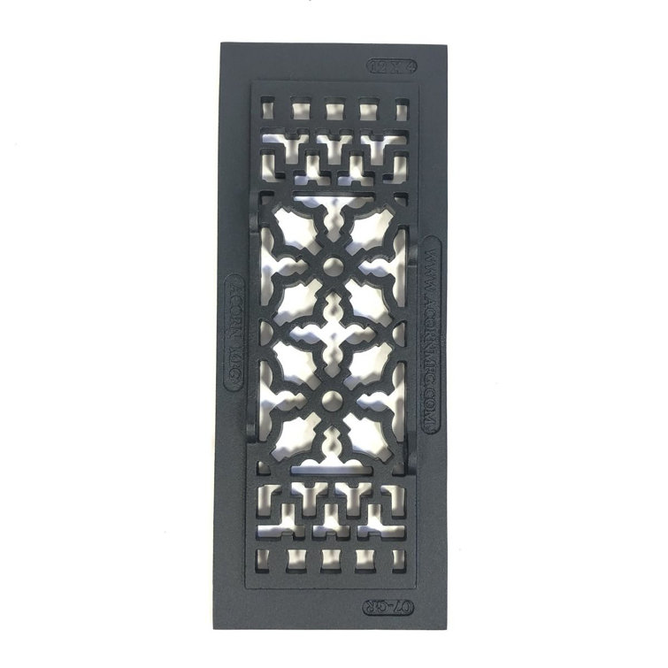 14" Black Cast Iron Decorative Rectangular Grille