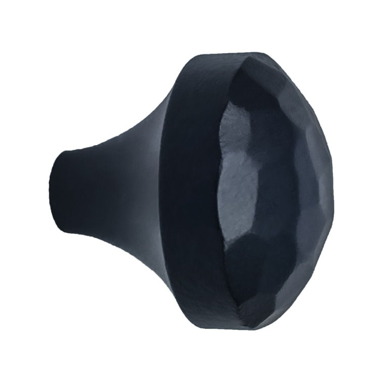 Black Iron Round Mushroom Cabinet Knob with Mounting Hardware