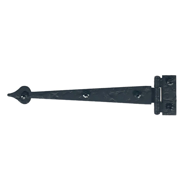 6-1/2" Black Iron Heart Cabinet Strap Hinge, Flush, Pair
