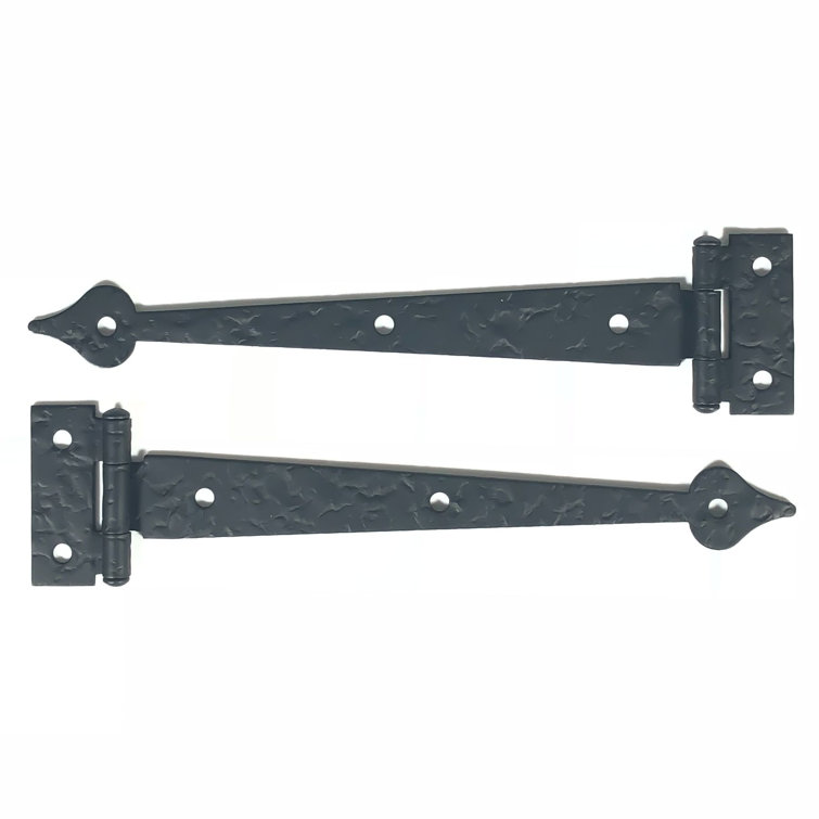 6-1/2" Black Iron Heart Cabinet Strap Hinge, Flush, Pair