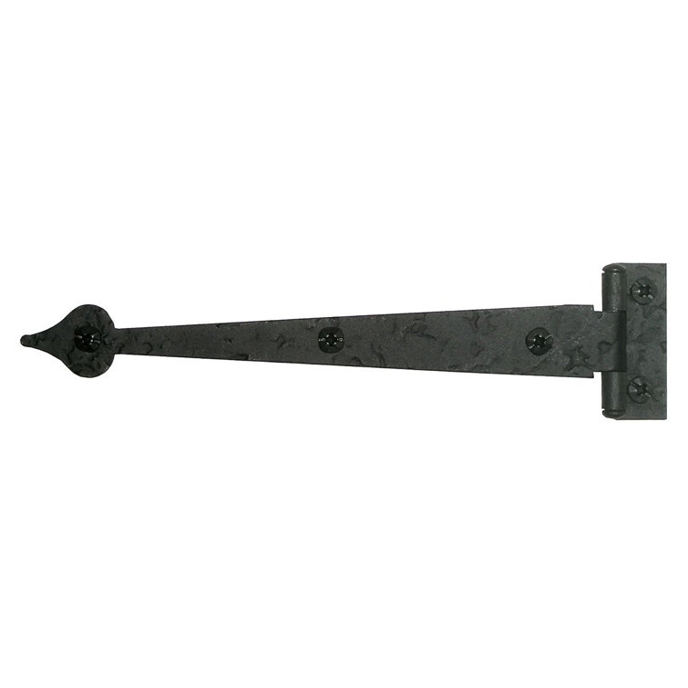 6.5" Black Iron Heart Strap Cabinet Hinges, Pair