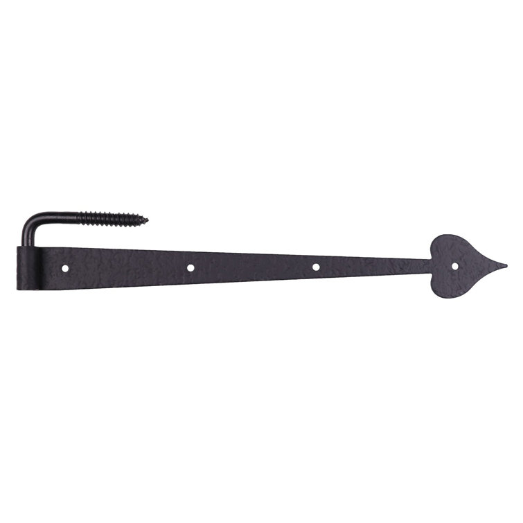 17" Black Iron Heart Gate Hinge with Pintle