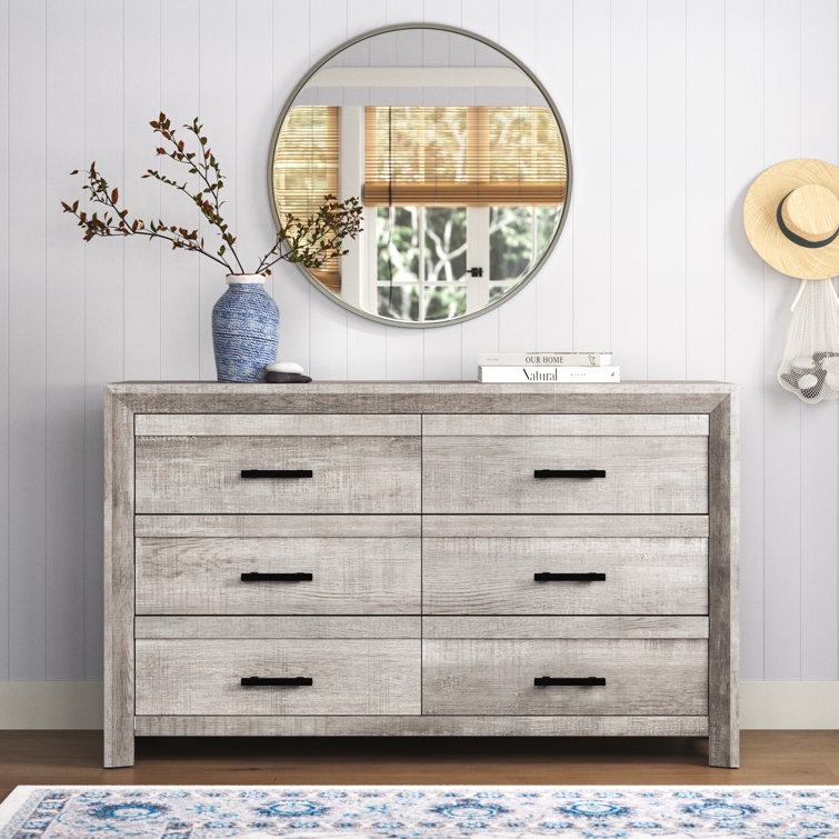 White Farmhouse 6-Drawer Dresser with Soft Close and Felt Lined Drawers