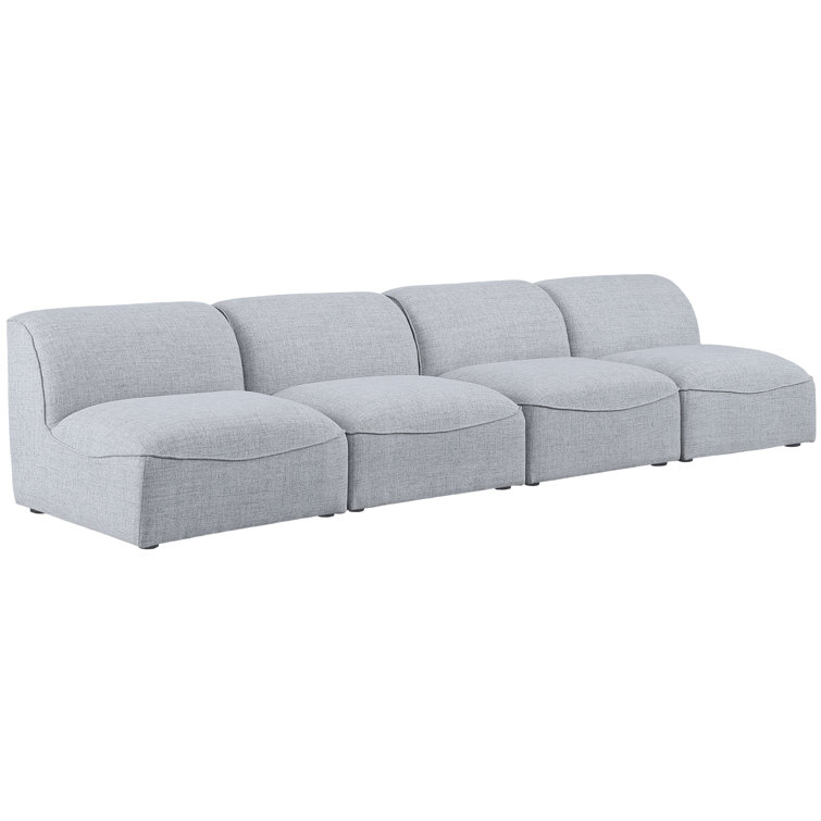 Hollowayville Luxe 132'' Gray Linen Armless Modular Sofa