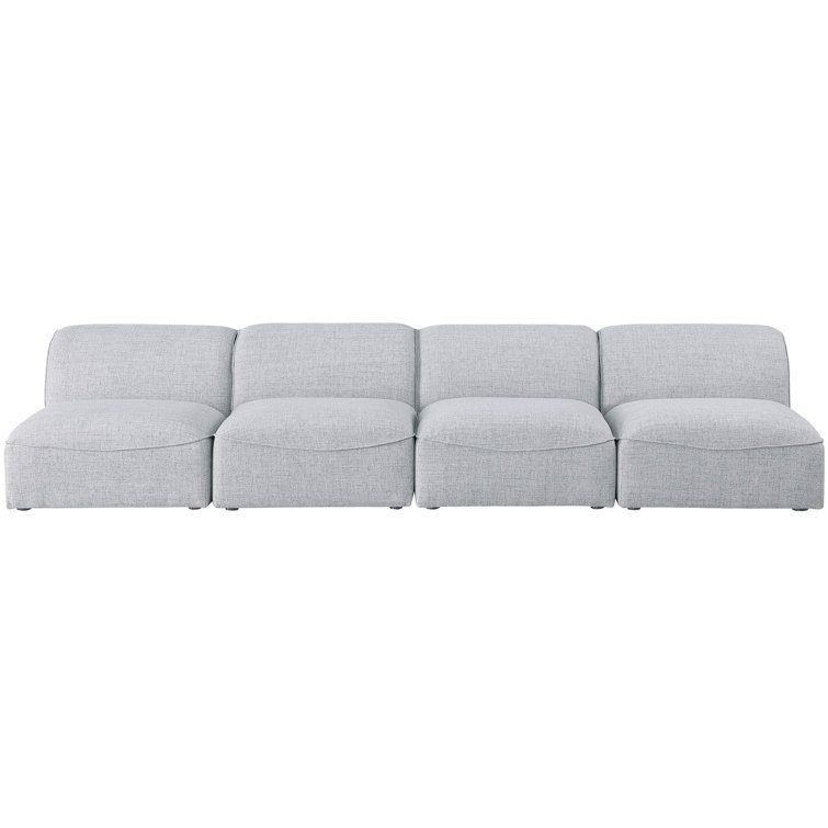 Hollowayville Luxe 132'' Gray Linen Armless Modular Sofa