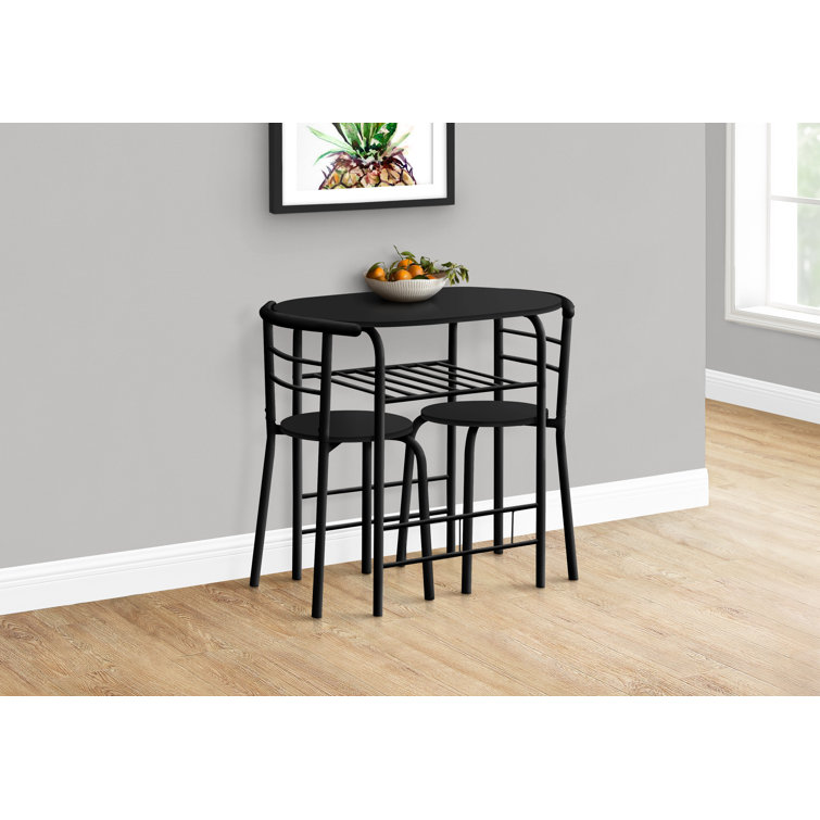 Black Metal and Laminate 3-Piece Dining Set