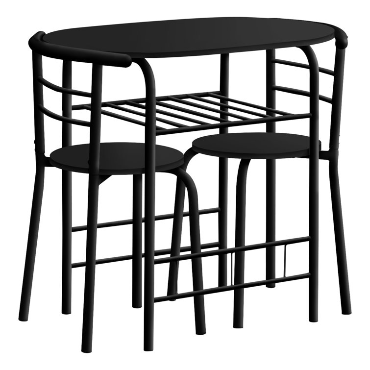 Black Metal and Laminate 3-Piece Dining Set