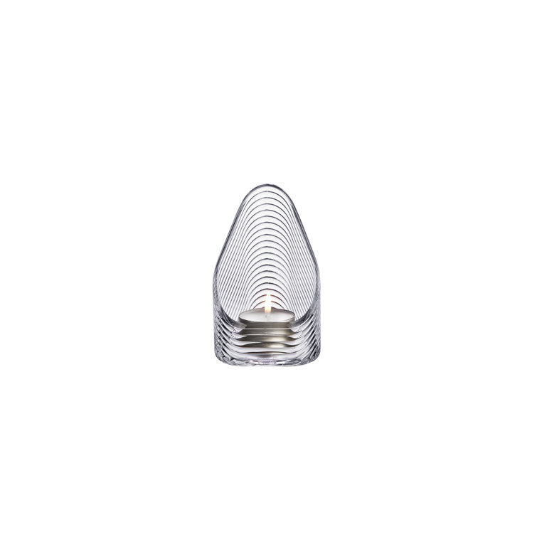 Clear Ribbed Glass Taper Candle Holder