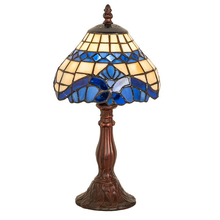 Baroque Blue Stained Glass 1-Light Novelty Table Lamp