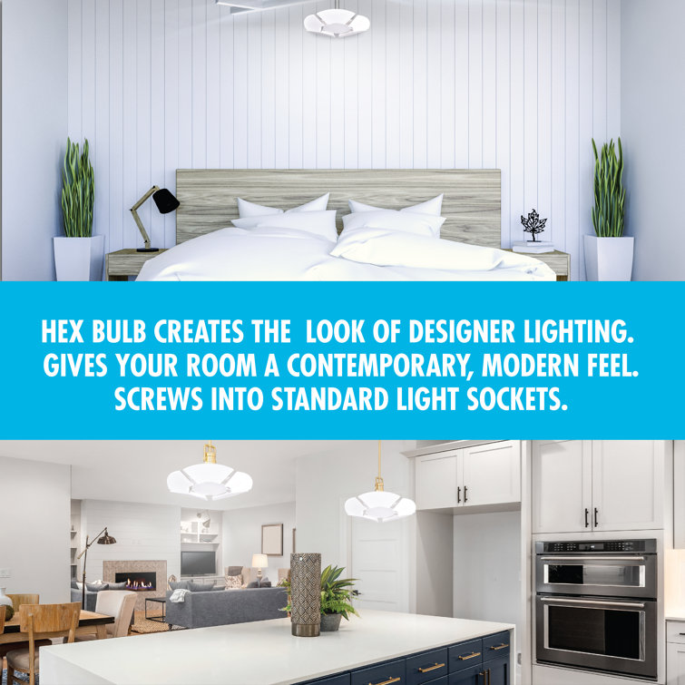 HexBulb 60W White LED Ceiling Light with 6 Adjustable Panels