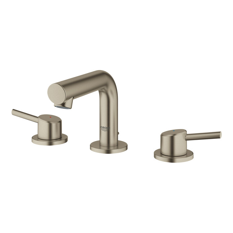 Elegant Brushed Nickel Double-Handle Low Arc Bathroom Faucet