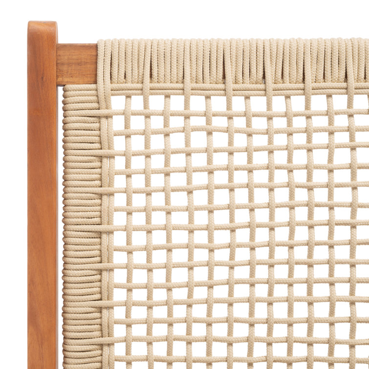 Natural Acacia Folding Outdoor Bench with Woven Rope Seat