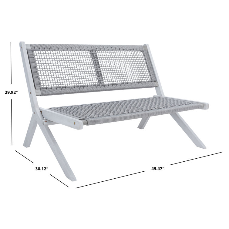Kismet 45'' Gray Wood and Rope Folding Outdoor Bench