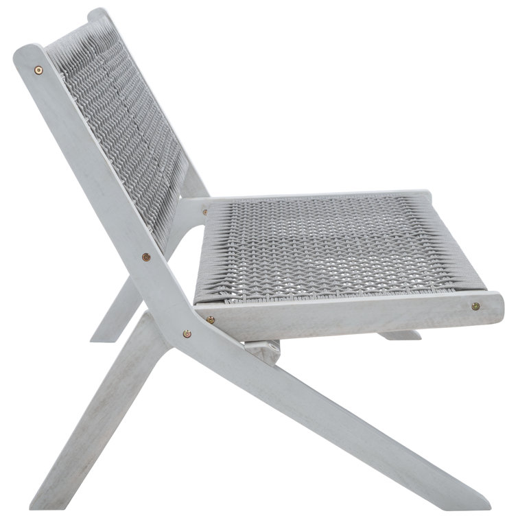 Kismet 45'' Gray Wood and Rope Folding Outdoor Bench