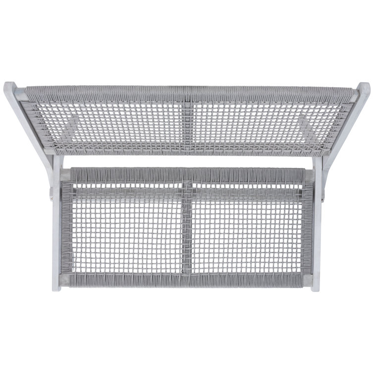Kismet 45'' Gray Wood and Rope Folding Outdoor Bench