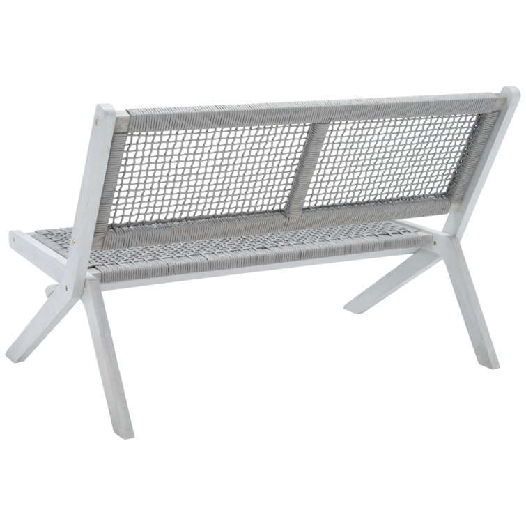 Kismet 45'' Gray Wood and Rope Folding Outdoor Bench