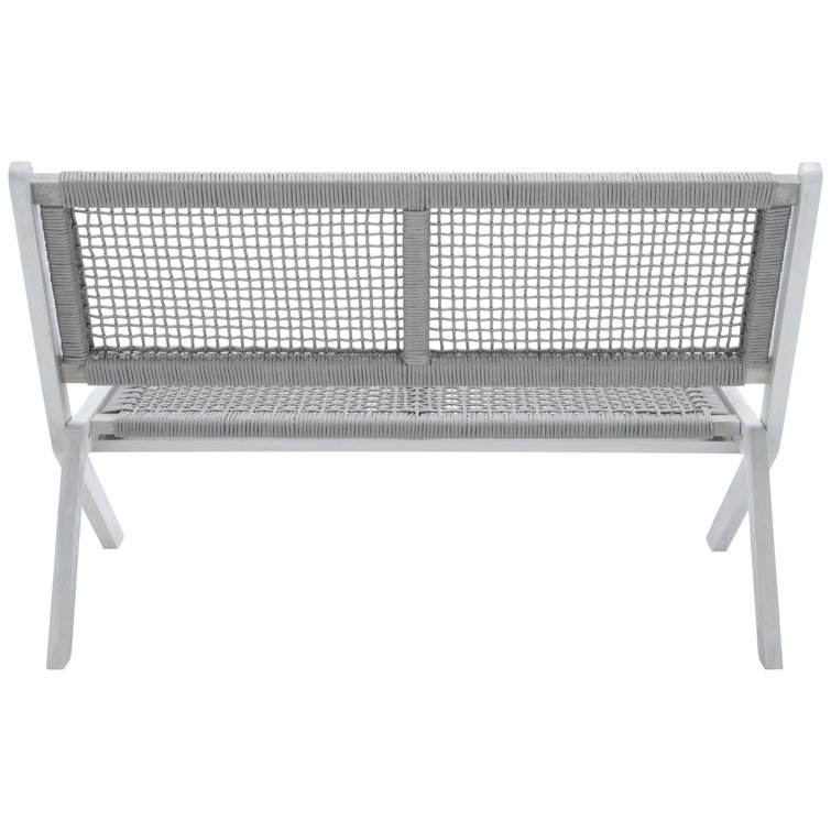 Kismet 45'' Gray Wood and Rope Folding Outdoor Bench