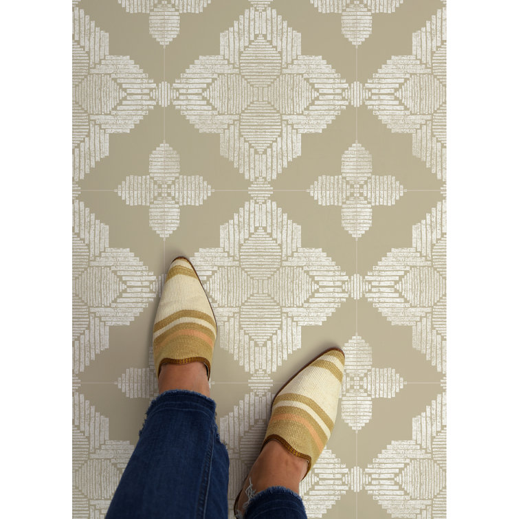 12'' x 12'' White and Beige Vinyl Peel and Stick Floor Tiles