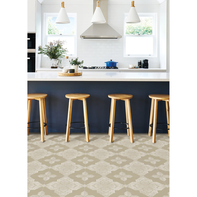 12'' x 12'' White and Beige Vinyl Peel and Stick Floor Tiles