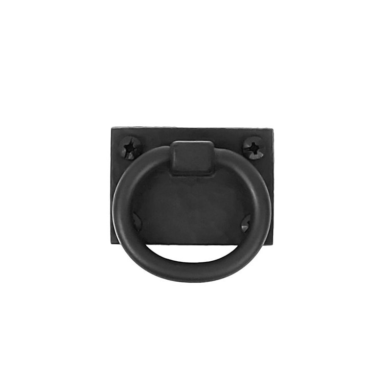 2-Inch Black Iron Square Ring Pull Cabinet Handle