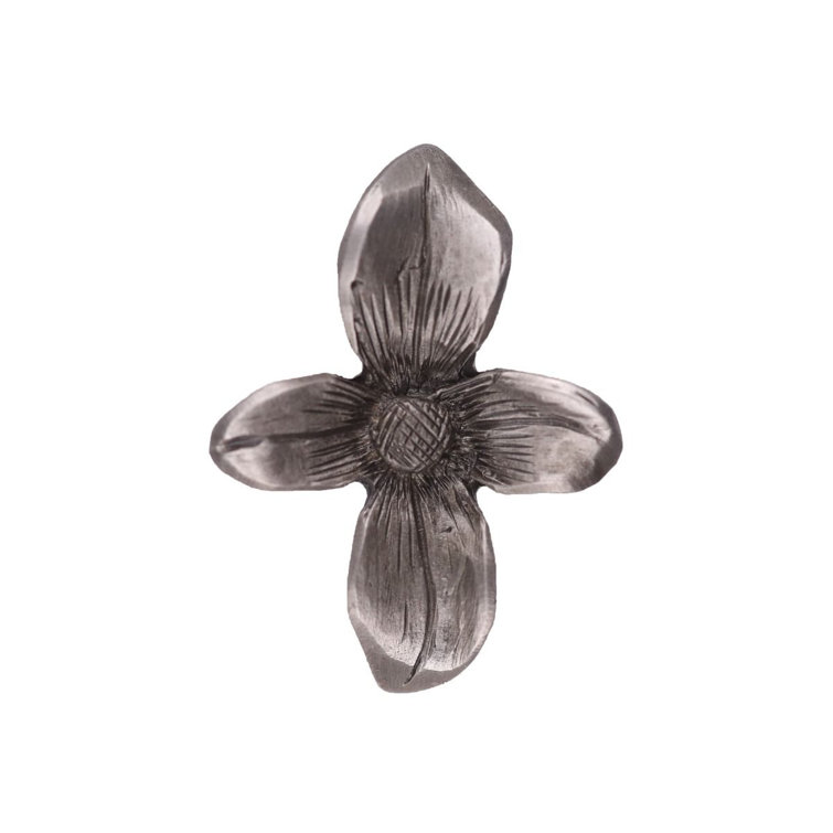 Pewter Dogwood Flower Cabinet Knob with Mounting Hardware