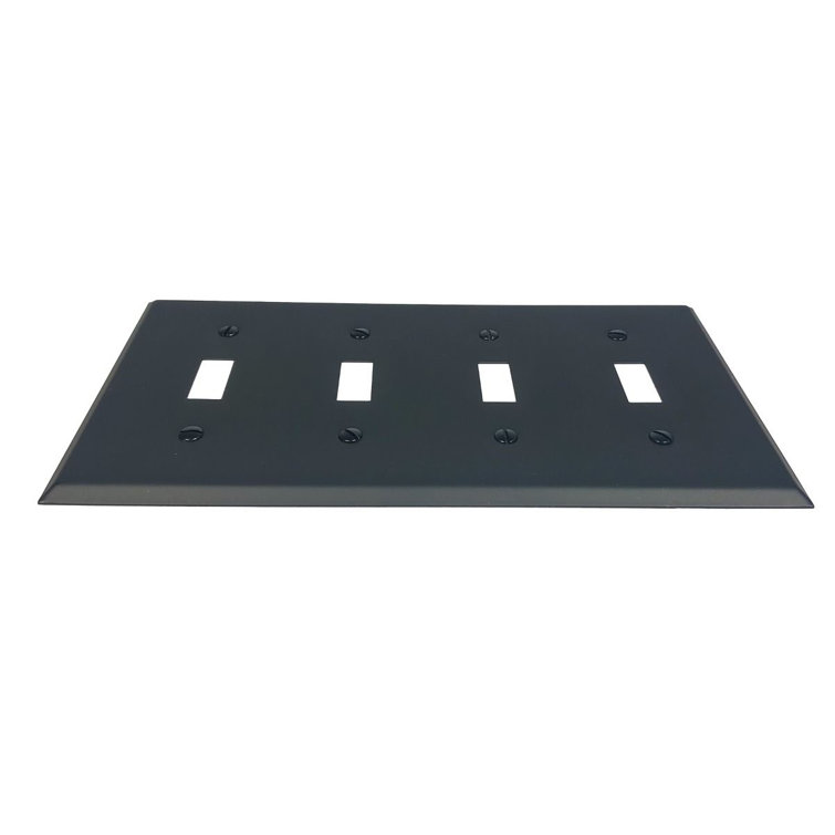 Black Matte Iron-Steel 4-Gang Toggle Switch Plate