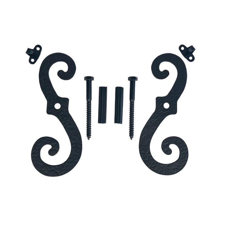 Black Metal S-Shaped Shutter Holdback Pair