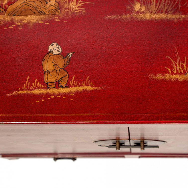 Handcrafted Red and Gold Lacquer Wood Altar Cabinet