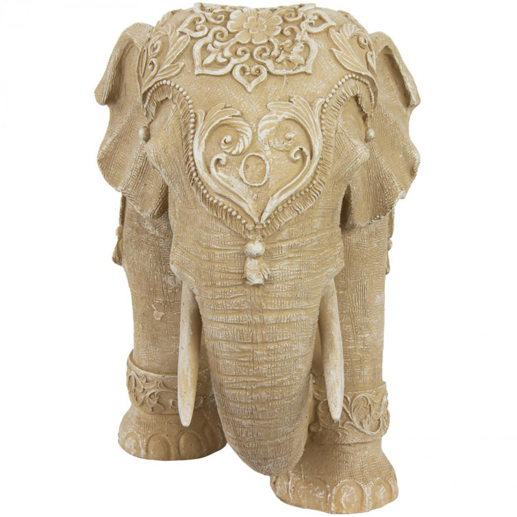 20" Patinated Ivory Resin Elephant Statue