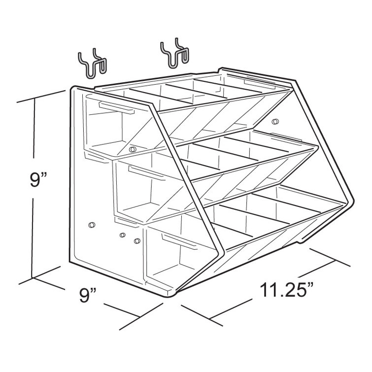 Clear Acrylic 12-Compartment Three-Tier Display Rack
