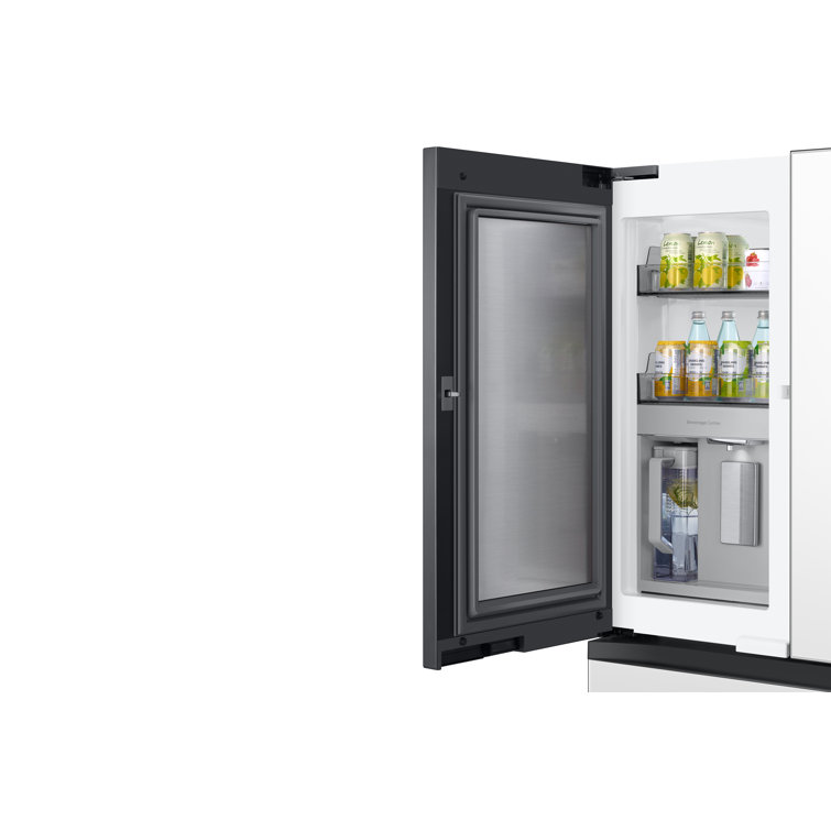 36" White and Orange Glass French Door Refrigerator with Ice Maker