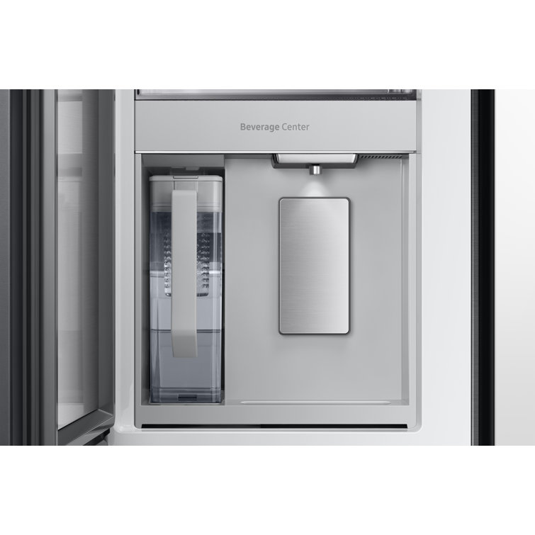 36" White and Orange Glass French Door Refrigerator with Ice Maker