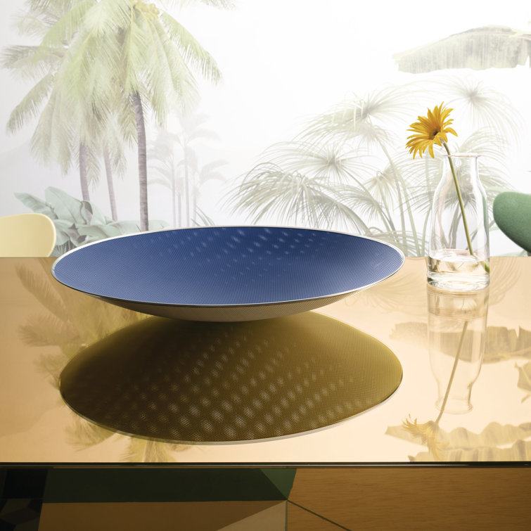 Blue and Ivory Steel Epoxy Resin Centerpiece Bowl