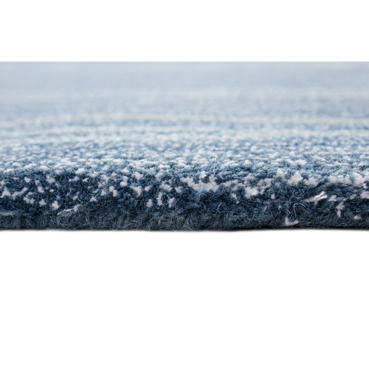 Blue Wool Handmade Floral Tufted 4' x 6' Rug