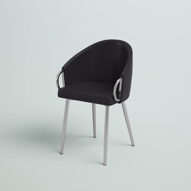 Black Faux Leather Upholstered Side Chair with Metal Frame