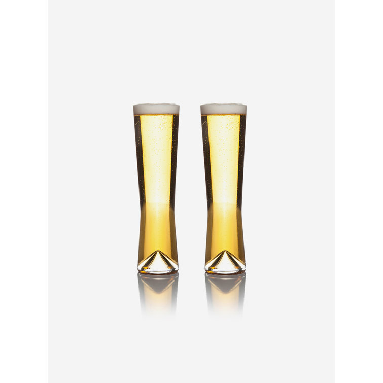 Monti 12 oz. Clear Handmade Crystal Pilsner Glass Set