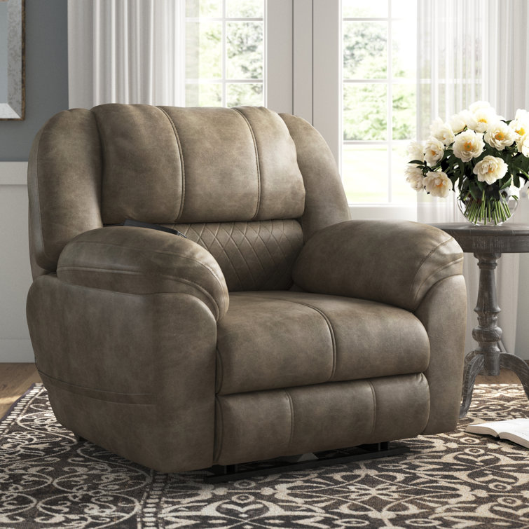 Contemporary Gray 51.5" Massage Recliner with Heat & USB Port