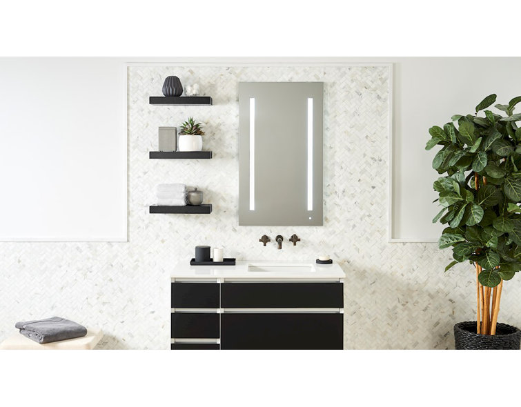 Modern Rectangular Surface Mount Medicine Cabinet with Bluetooth