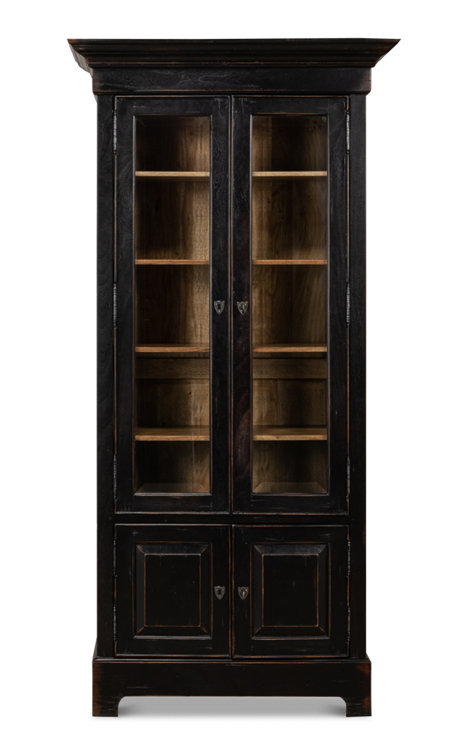 Ebony Black Adjustable Wood Traditional Bookcase