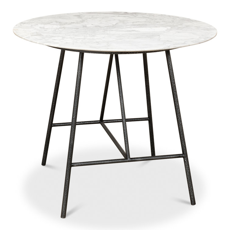 Portofino Black Marble 36" Transitional Round Dining Table