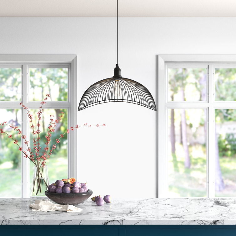 20" Matte Black Metal Geometric Pendant Light