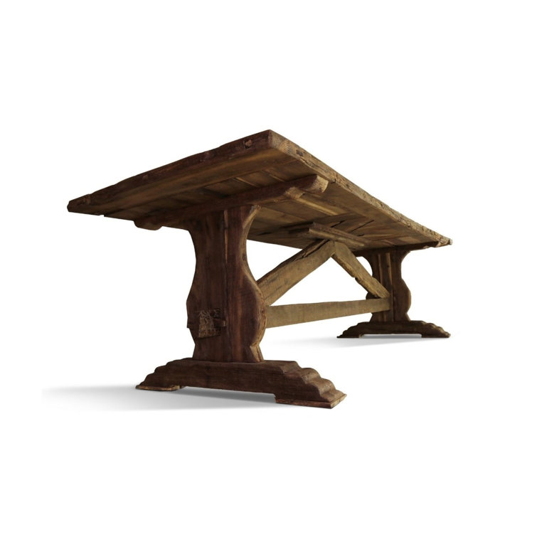 Roldvin Farmhouse Oak Solid Wood Rectangular Dining Table