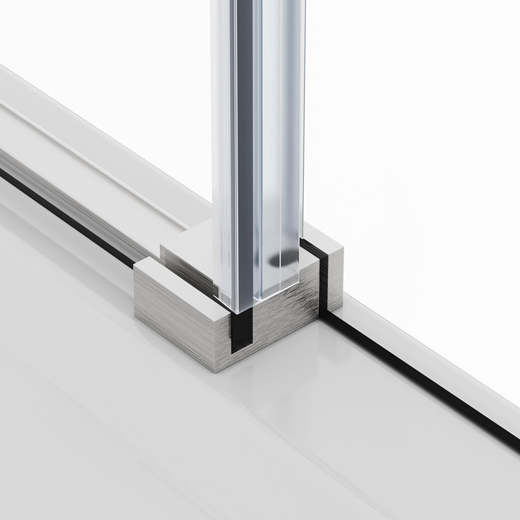 60" x 62" Frameless Brushed Nickel Sliding Tub Door