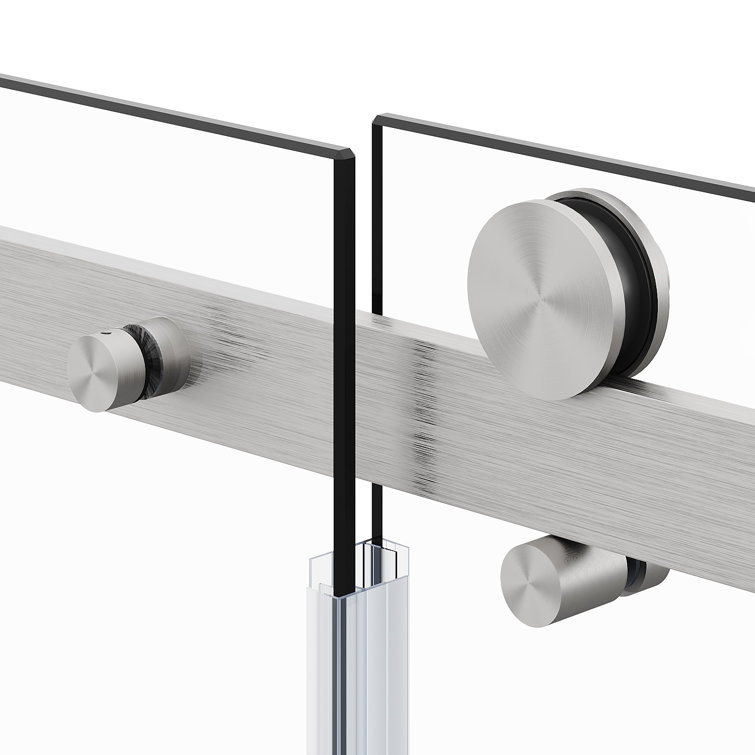 60" x 62" Frameless Brushed Nickel Sliding Tub Door