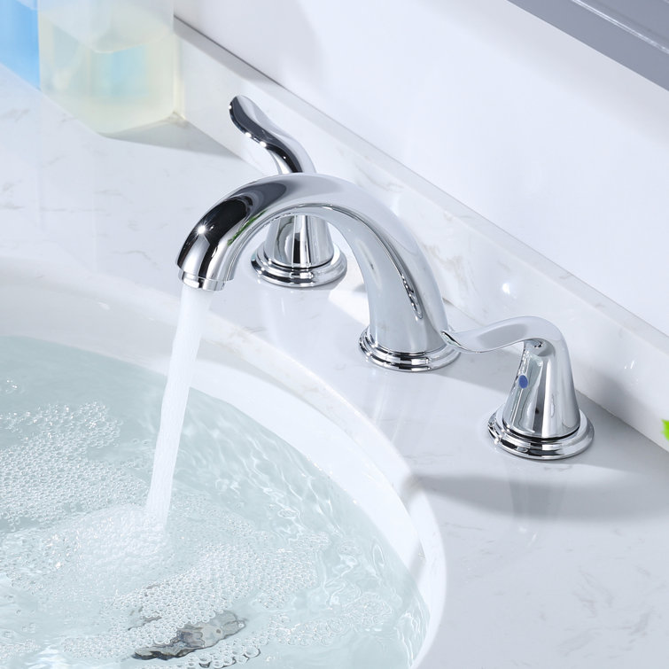 Chrome Widespread 2-Handle Bathroom Faucet with Drain Assembly