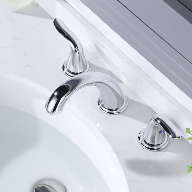 Chrome Widespread 2-Handle Bathroom Faucet with Drain Assembly